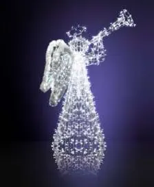 Borazanlı Melek Figürü, 200 x 120 x 70 cm, soğuk beyaz led, 3d ışıklı figürler ürün fotoğrafı