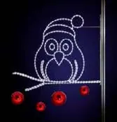Direk Üstü Baykuş Figürü, 115 x 105 cm, sıcak beyaz led, kırmızı vurgu, fener ve direk üstü figürler ürün fotoğrafı