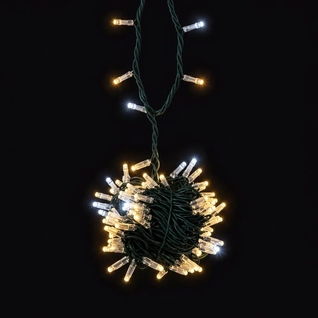 Yeşil kablolu ip LED makarası gün ışığı sıcak beyaz LED'lerle, yukarıdan sarkan hat