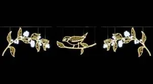 Kuşlu Uzun Dal Garlandı, 160 x 820 x 10 cm, sıcak beyaz led, ışıklı kuş ve kelebek dal figürleri ürün fotoğrafı