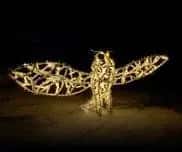 Baykuş Figürü, 110 x 50 x 25 cm, sıcak beyaz led, ışıklı hayvan figürleri ürün fotoğrafı
