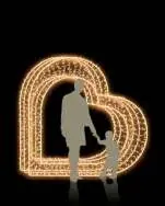 Orta Boy Kalp Kemeri, 200 x 200 x 40 cm, sıcak beyaz led, ışıklı kalp figürleri ürün fotoğrafı