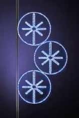 Çember İçinde Kar Tanesi Kaskadı, 250 x 140 cm, sıcak beyaz led, yıldız ve kar tanesi sarmal direk motifleri ürün fotoğrafı