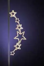 Düşen Yıldızlar Kaskadı, 265 x 100 cm, sıcak beyaz led, yıldız ve kar tanesi sarmal direk motifleri ürün fotoğrafı
