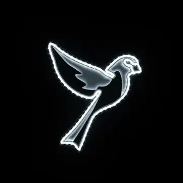 Kanatları geride, başı yukarıda alçalan kuş biçimli soğuk beyaz LED figür