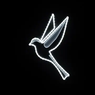 Kanatlarını yukarı açmış güvercin biçimli soğuk beyaz LED figür